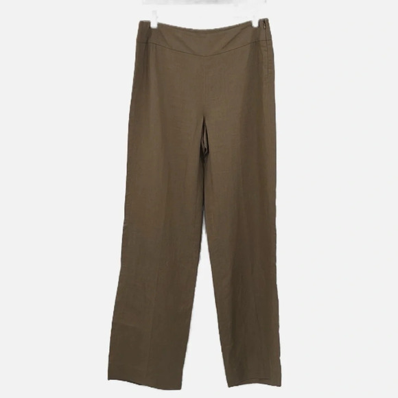 Max Mara 100% Linen Wide Leg Side Zip Trouser Pants in Camel - Size 8 - Picture 1 of 11